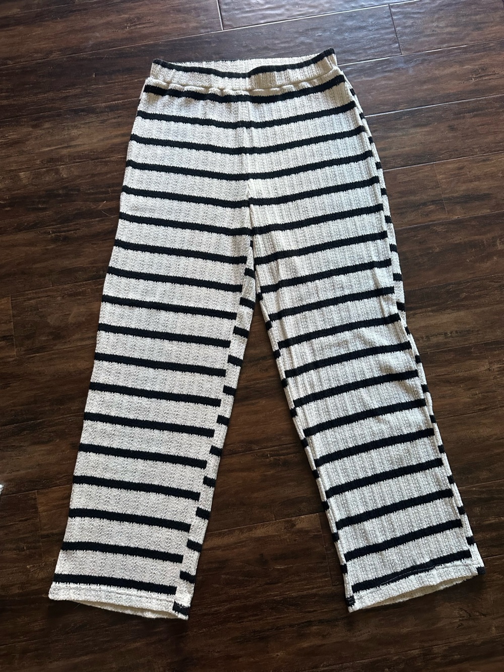 Mango Black & White Striped Knit Pants